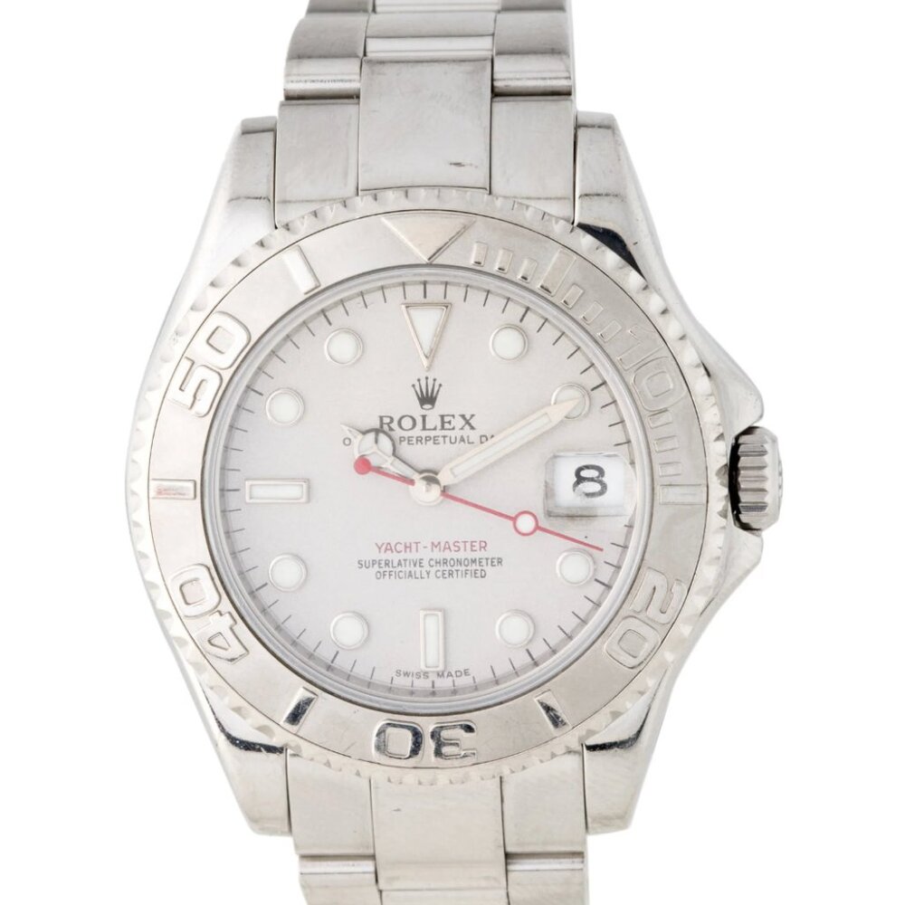 Rolex Yacht Master 35mm Platinum Watch With Box Unisex